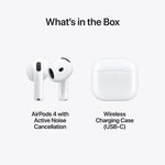 Apple AirPods 4 with Active Noise Cancellation (ANC) | Bluetooth Wireless Earbuds | H2 Chip | Adaptive Audio | Transparency Mode | USB-C Wireless Charging Case | White