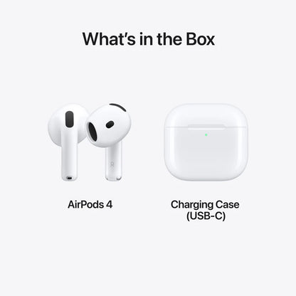 Apple AirPods 4 Wireless Earbuds | Bluetooth 5.3 | H2 Chip | Personalized Spatial Audio | USB-C Charging Case | IP54 Sweat & Water Resistant | White
